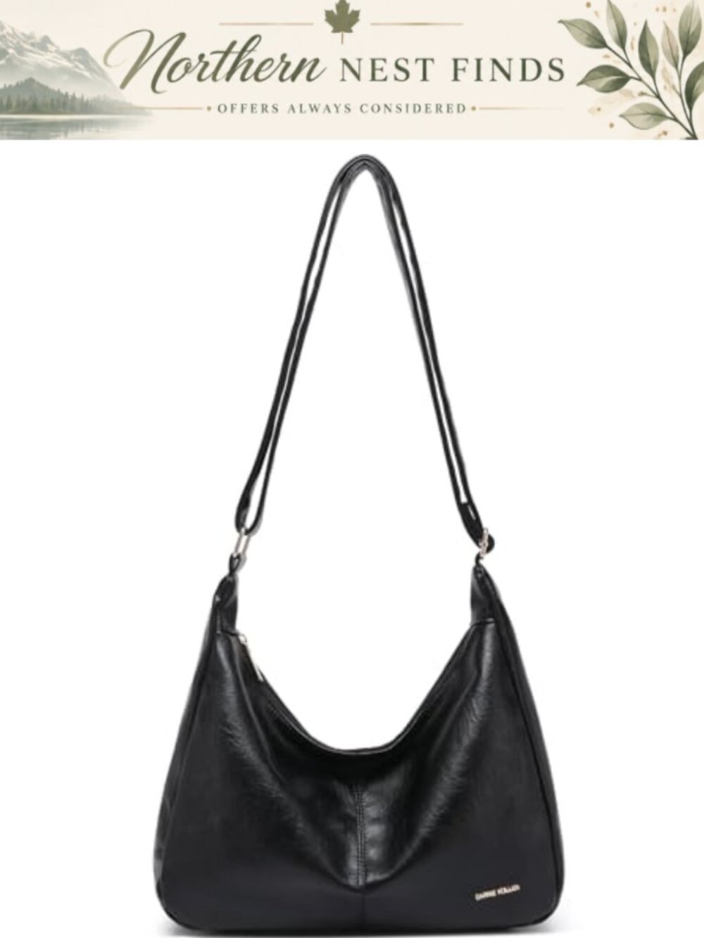 Vegan Leather Hobo Shoulder Bag Slouchy Foldable Tote Purse